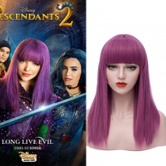 Perruque synthétique violette aux  cheveux longs et lisses 18 pouces résistant à la chaleur