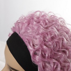 Perruque synthétique 10 pouces cheveux courts bouclés rose résistant à la chaleur