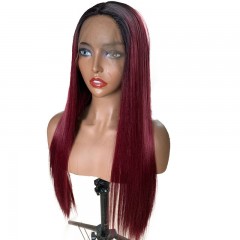 Perruque synthétique de 28 pouces cheveux longs et lisses haute résistance fibre avec dentelle