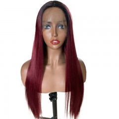 Perruque synthétique de 28 pouces cheveux longs et lisses haute résistance fibre avec dentelle