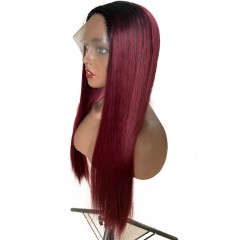 Perruque synthétique de 28 pouces cheveux longs et lisses haute résistance fibre avec dentelle