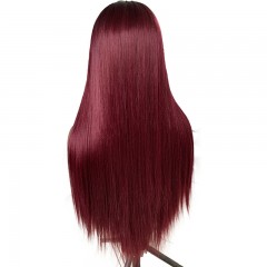 Perruque synthétique de 28 pouces cheveux longs et lisses haute résistance fibre avec dentelle