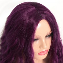 Perruque synthétique  violette de 26 pouces aux cheveux  bouclés en soie douce