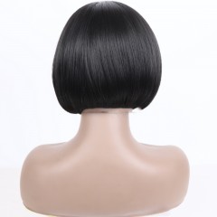 Perruque raide en fibre synthétique  de 10 pouces au cheveux doux et lisses avec bandeau