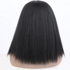 Perruque de bandeau cheveux noirs 12 pouces fibre de haute température
