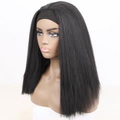 Perruque de bandeau cheveux noirs 12 pouces fibre de haute température