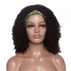 Perruque de bandeau cheveux bouclés noirs 16pouces fibre de haute température