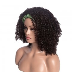 Perruque de bandeau cheveux bouclés noirs 16pouces fibre de haute température