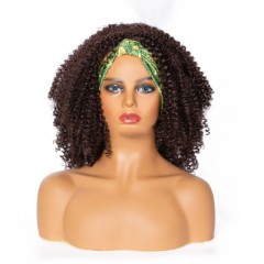 Perruque de bandeau cheveux bouclés noirs 16pouces fibre de haute température