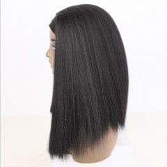 Perruque synthétique avec bandeau 12 pouces cheveux tressé noir et raide
