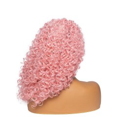 Perruque de bandeau cheveux rose bouclé synthétiques 16 pouces