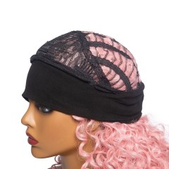 Perruque de bandeau cheveux rose bouclé synthétiques 16 pouces