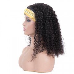 Perruque de bandeau synthétique Cheveux noirs et longs frisés en fibre synthétique