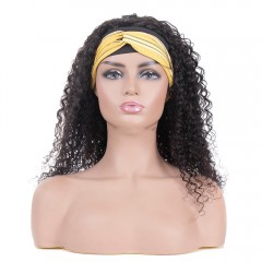 Perruque de bandeau synthétique Cheveux noirs et longs frisés en fibre synthétique