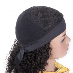 Perruque de bandeau synthétique Cheveux noirs et longs frisés en fibre synthétique