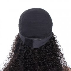 Perruque de bandeau synthétique Cheveux noirs et longs frisés en fibre synthétique