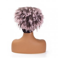 Perruque court avec bandeau cheveux bouclés en fibre synthétique 8 pouces