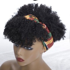 Perruque de bandeau cheveux courts bouclés en Fibre Synthétique