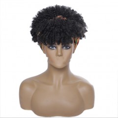 Perruque de bandeau cheveux courts bouclés en Fibre Synthétique