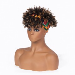 Perruque de bandeau cheveux courts bouclés en Fibre Synthétique