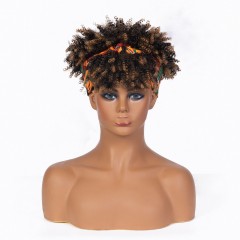 Perruque de bandeau cheveux courts bouclés en Fibre Synthétique