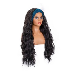Perruque de bandeau 26 pouces cheveux longs ondes corporelles cheveux noirs synthétiques