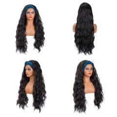 Perruque de bandeau 26 pouces cheveux longs ondes corporelles cheveux noirs synthétiques