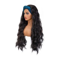 Perruque de bandeau 26 pouces cheveux longs ondes corporelles cheveux noirs synthétiques