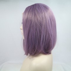 Femme Cosplay perruque violet dentelle frontale cheveux synthétiques moyen court et lisse