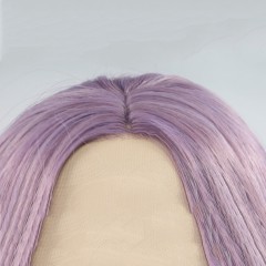 Femme Cosplay perruque violet dentelle frontale cheveux synthétiques moyen court et lisse