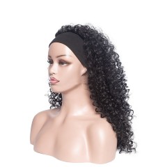 Perruque de bandeau Cheveux noirs frisés en fibre synthétique