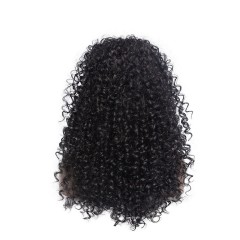 Perruque de bandeau Cheveux noirs frisés en fibre synthétique
