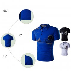 Polo homme à manches courtes revers imprimé coton