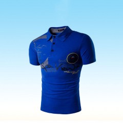 Polo homme à manches courtes revers imprimé coton