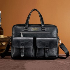 Sac à main d'affaires pour hommes en cuir artificiel PU de grande capacité