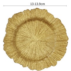 Assiette ronde en plastique doré