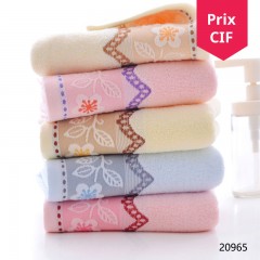 Serviettes de toilette avec jacquard dentelle lot de 5pcs épaissie douce et absorbante