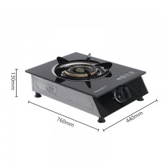 Cuisinière à gaz à brûleur simple Plaque en verre trempé Gaz liquéfié