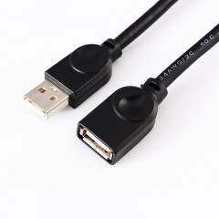Câble de rallonge USB avec noyau du fil en cuivre complet Noir