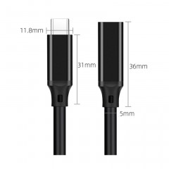 Câble d'extension Type-c USB3.2 noir