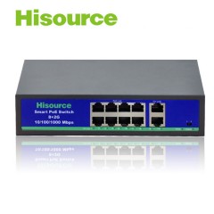 Hisource Commutateur Ethernet POE 8 + 2 ports Gigabit
