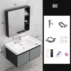 Armoire de salle de bain ensemble de 2 pièces en panneau de roche et aluminium