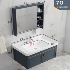 Ensemble des armoires de salle de bain miroir armoire combinée lavabo céramique Aluminium