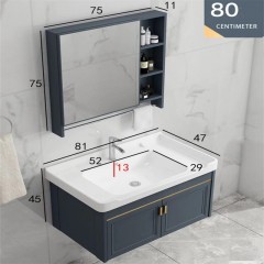 Ensemble des armoires de salle de bain miroir armoire combinée lavabo céramique Aluminium