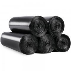 Ensemble de 5 rouleaux Sac à ordures en plastique jetable à poche plate avec point d'arrêt break