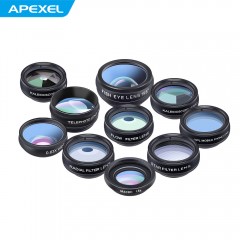 APEXEL APL-DG10 Kit Objectif 10 en 1 pour Smartphone universal avec Clip de 17mm