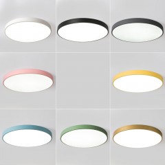 Lampe plafonnier à LED macaron rond tricolore avec changement de lumière tricolore