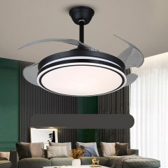 Lampe de plafonnier ventilateur intégré télécommande/bouton sur mur Tricolore lumière gradable