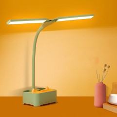 Double lampe de bureau à protection des yeux et support téléphone portable