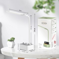 Double lampe de bureau à protection des yeux et support téléphone portable